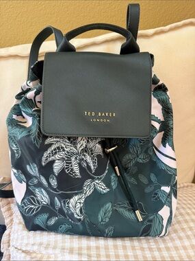 Ted Baker Teal Floral Drawstring Backpack